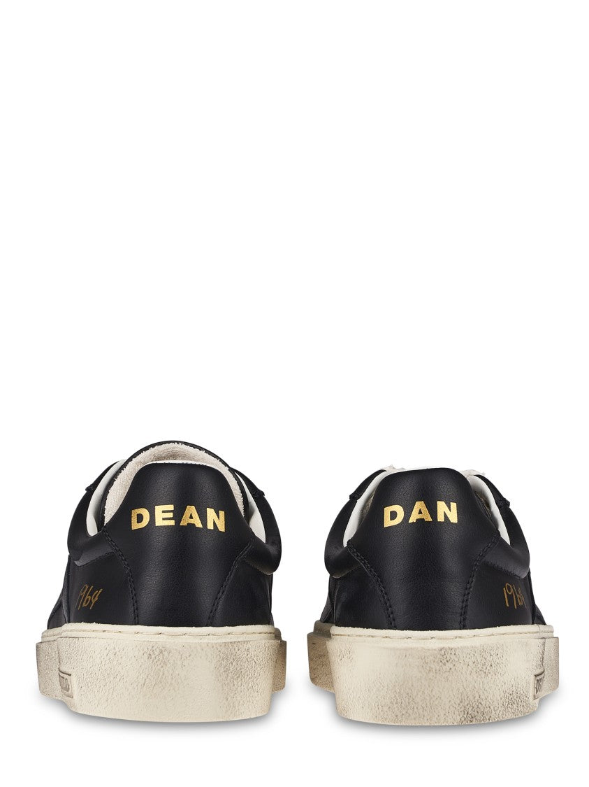 Dsquared2 Low-Top Black Leather Sneakers With Distressed Sole