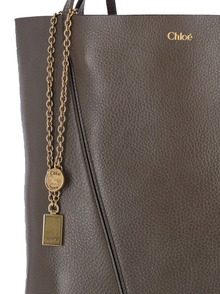 Chloé Grey Spin Textured Leather Tote