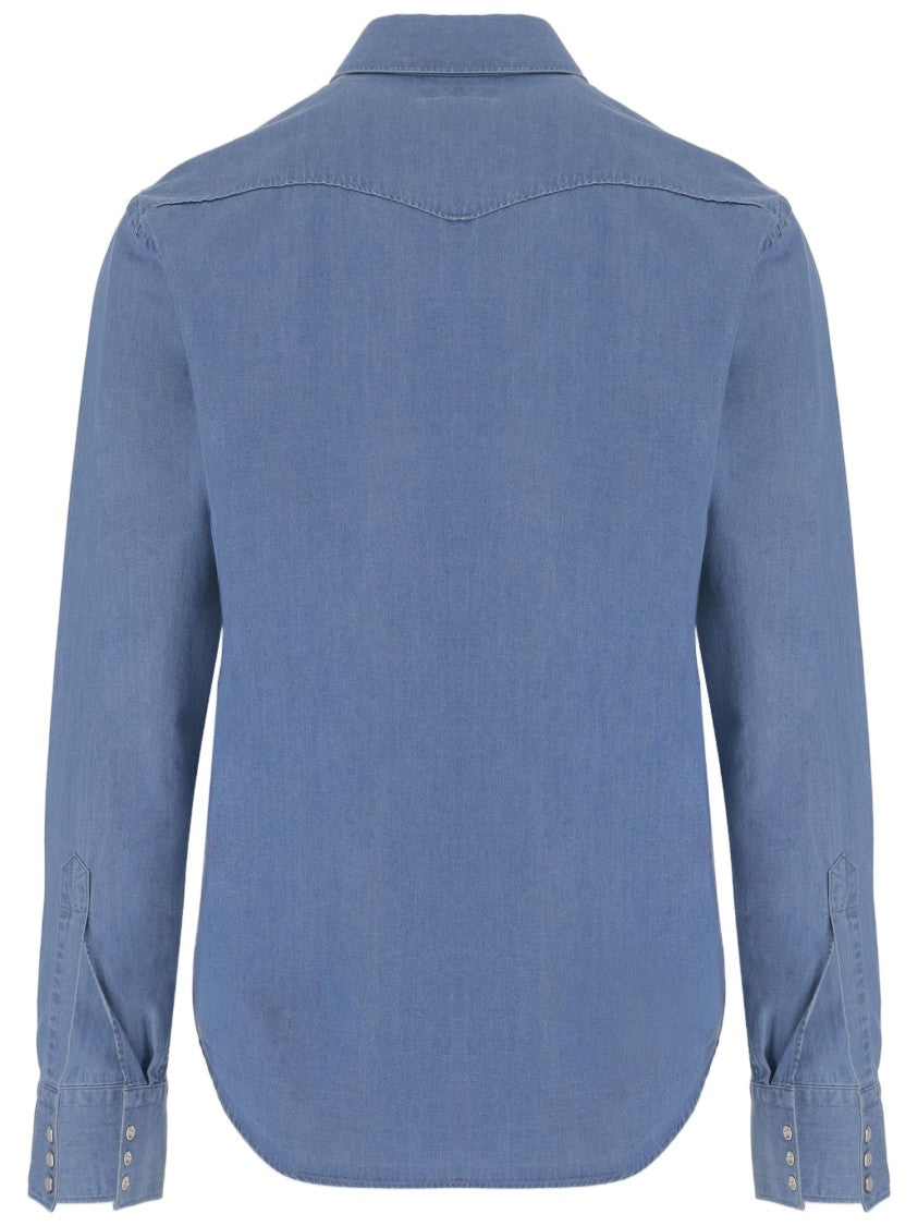 Gherardi Light Blue Button-Down Denim Shirt