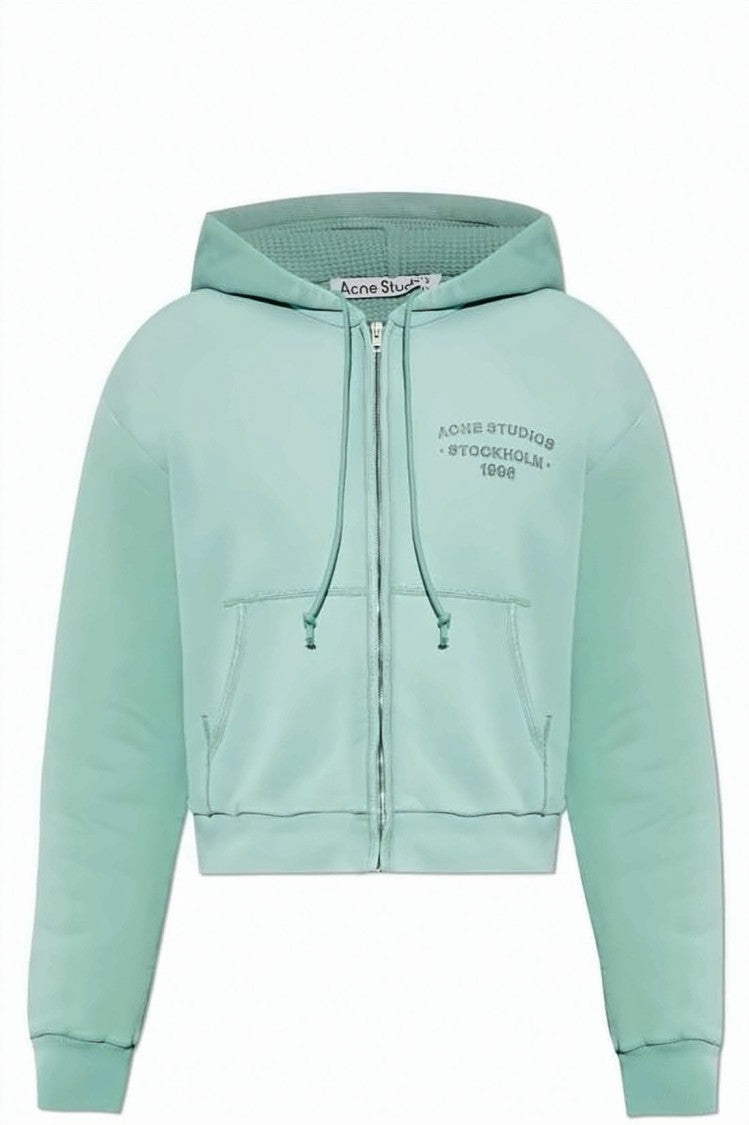 Acne Studios Cropped Zip-Up Hoodie With Drawstring Hood