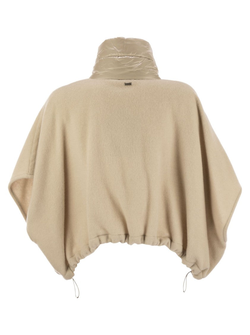 Herno Resort Poncho In Wool And Cashemre