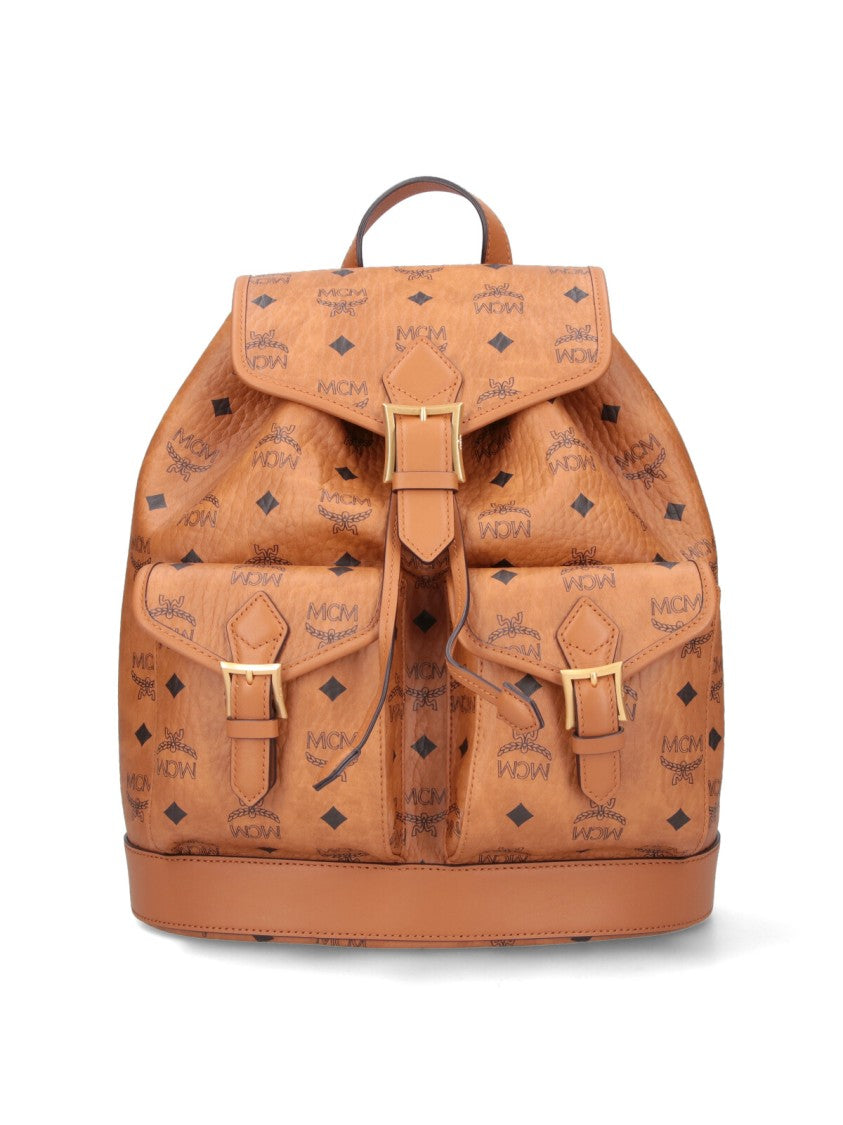 Mcm "Aren" Small Backpack, In Brown "Visetos"