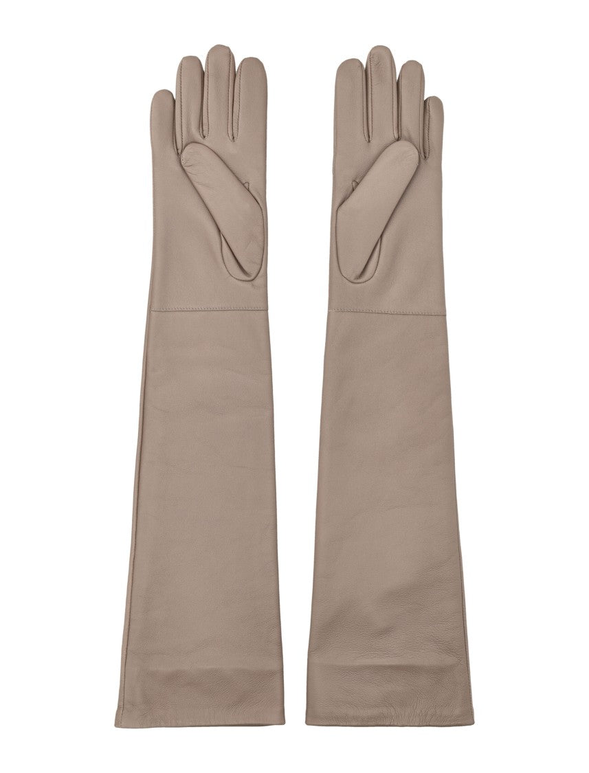 The Frankie Shop Taupe-Tone Veneto Long Leather Gloves