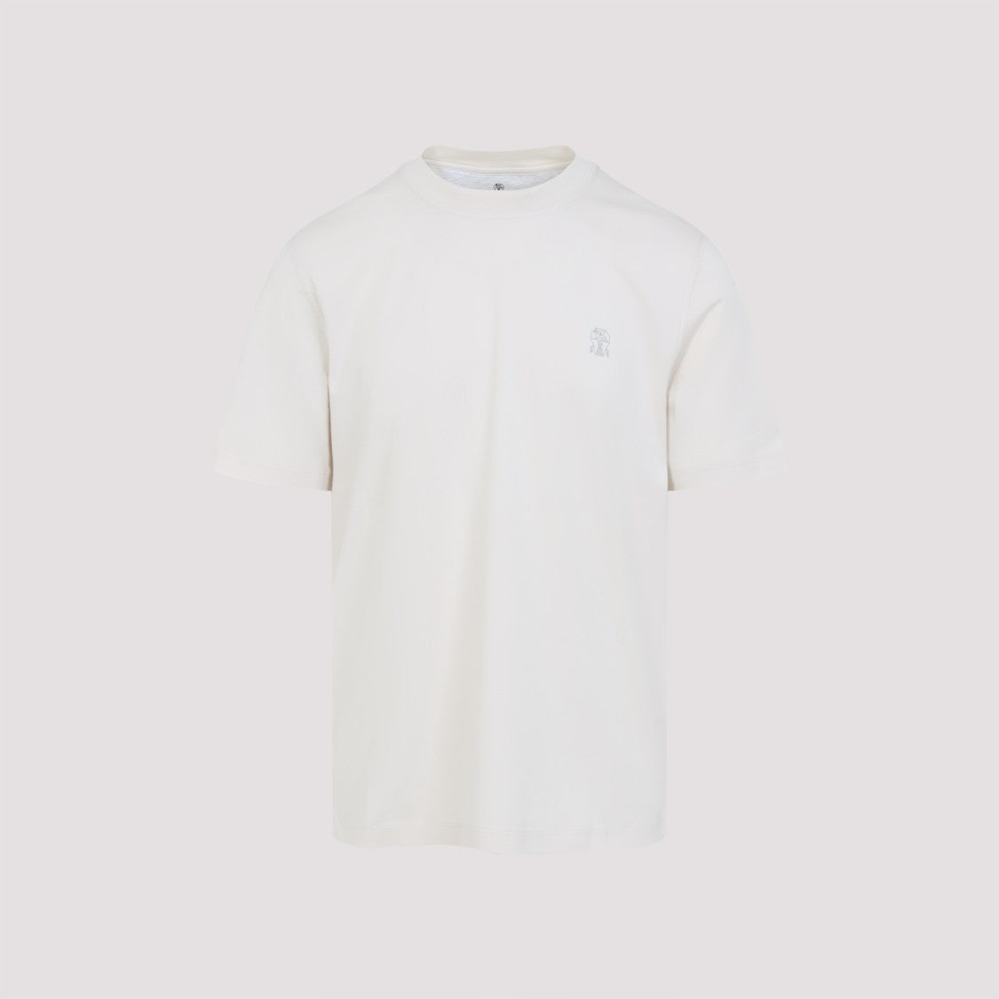 Brunello Cucinelli White Cotton T-Shirt With Contrasting Logo