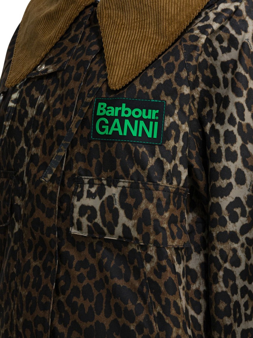 Barbour Boxy Fit Leopard Print Waxed Jacket