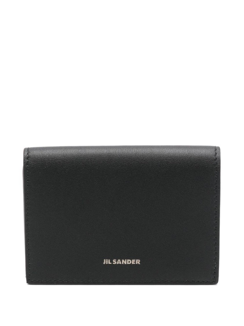 Jil Sander Compact Black Leather Wallet