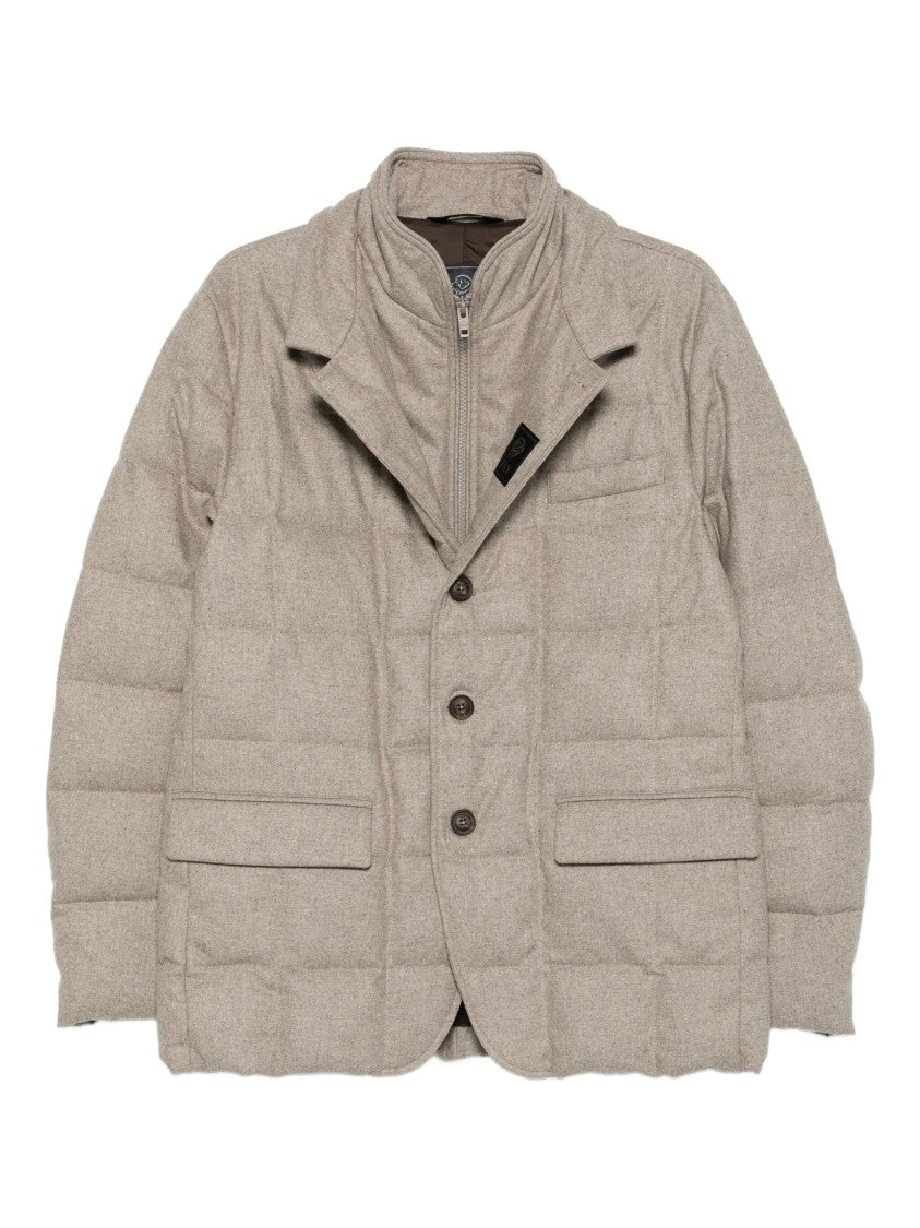 Fay Double-Breasted Quilted Padded Grid Stitch Jacket