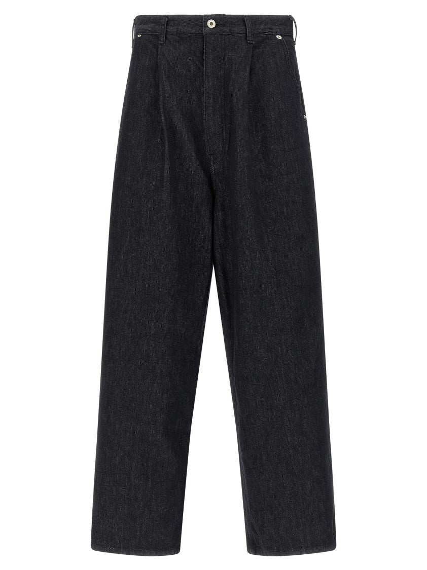 Comme Des Garçons Garment-Dyed Black Rigid Denim Wide Leg Jeans