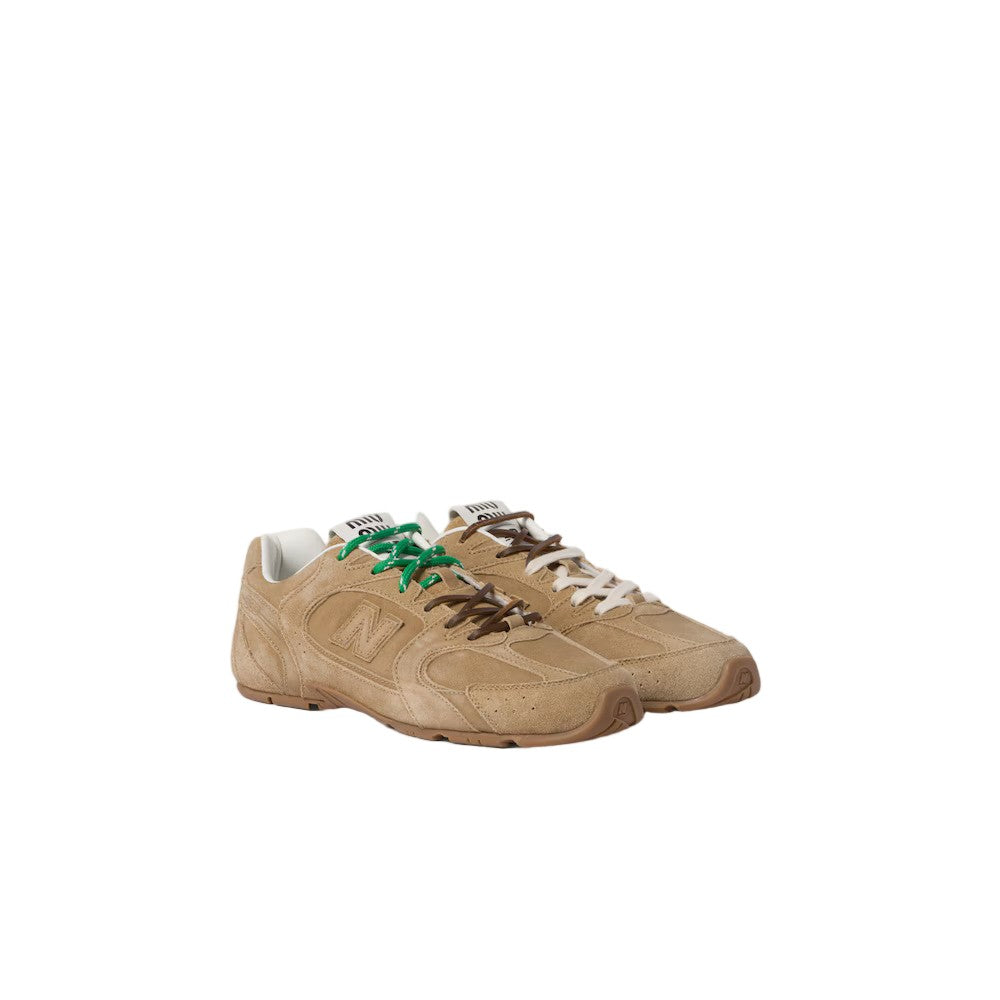 New Balance X Miu Miu Brown Suede Sneakers With Geometric Tread