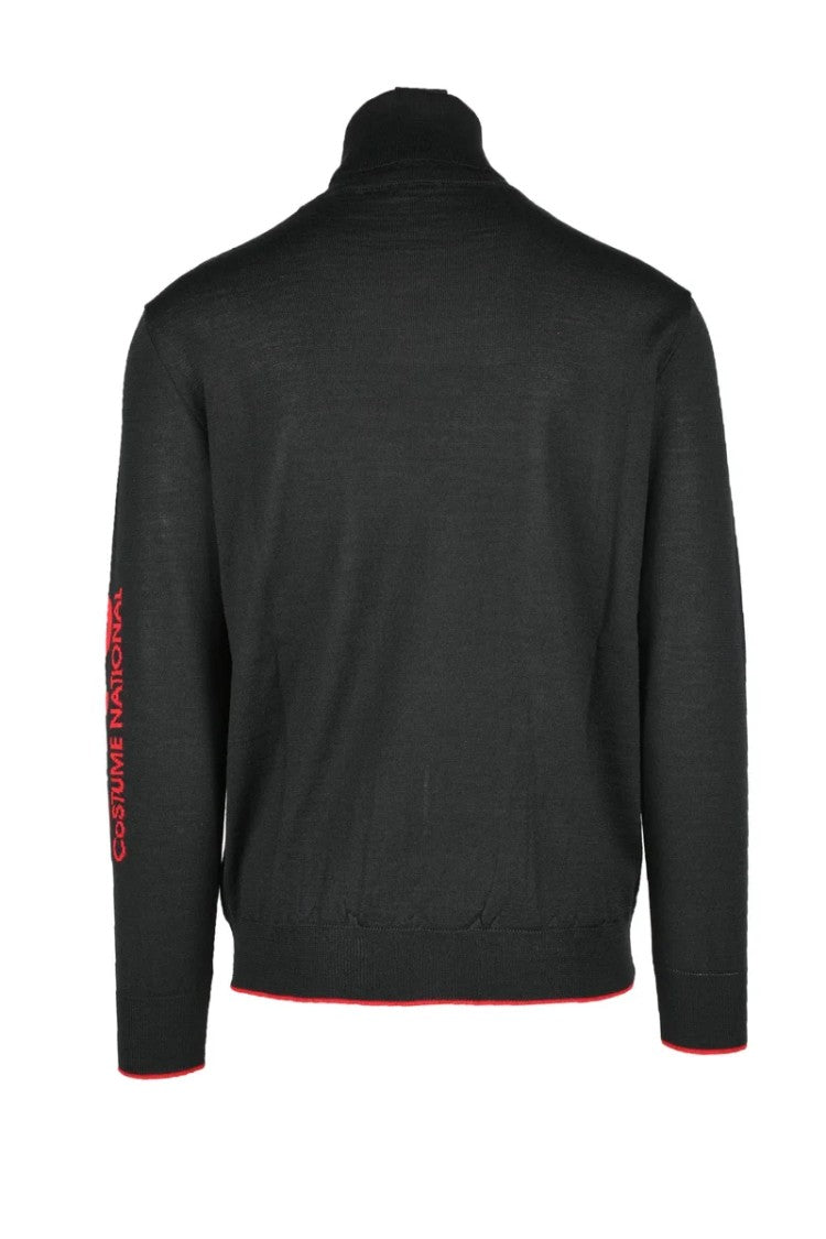 C N C Costume National Black High-Neck Viscose-Blend Sweater