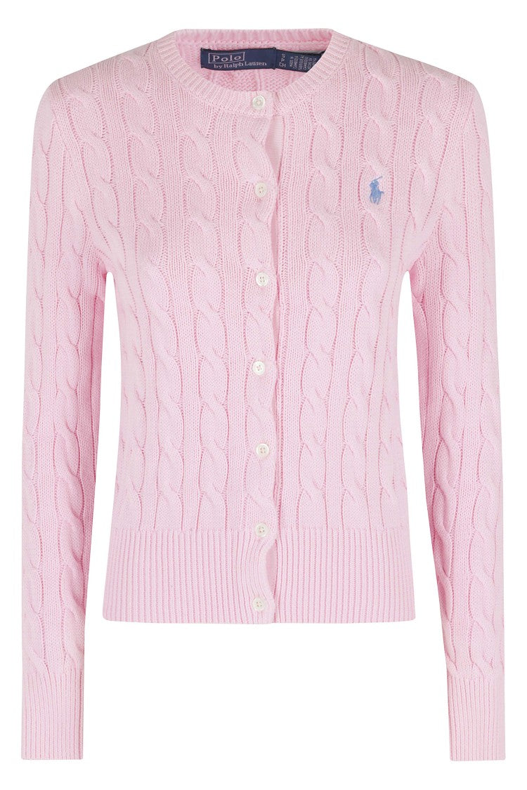 Polo Ralph Lauren Pink Long Sleeve Ribbed Crewneck Cotton Cardigan