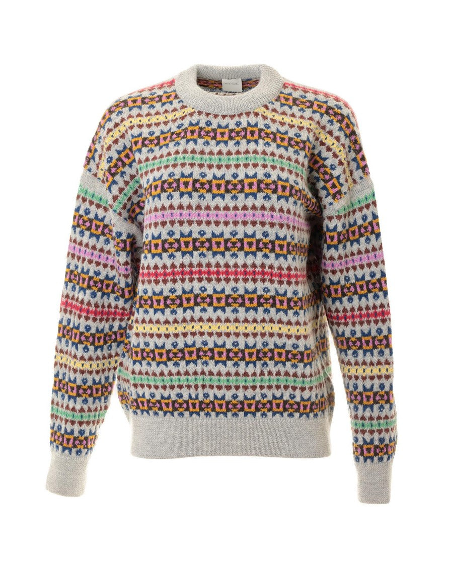 Paul Smith Multi-Colored Knitted Crewneck Sweater With Geometric Patterns
