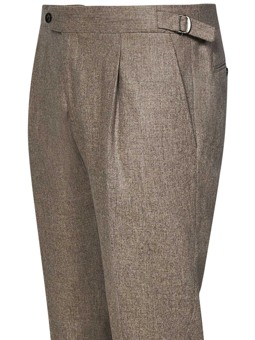 Franzese Collection Beige Tailored Trousers With Exquisite Detailing