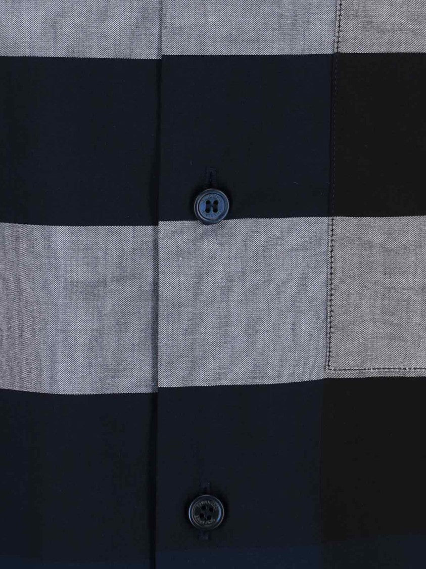 Burberry "Check" Shirt, In Blue Cotton