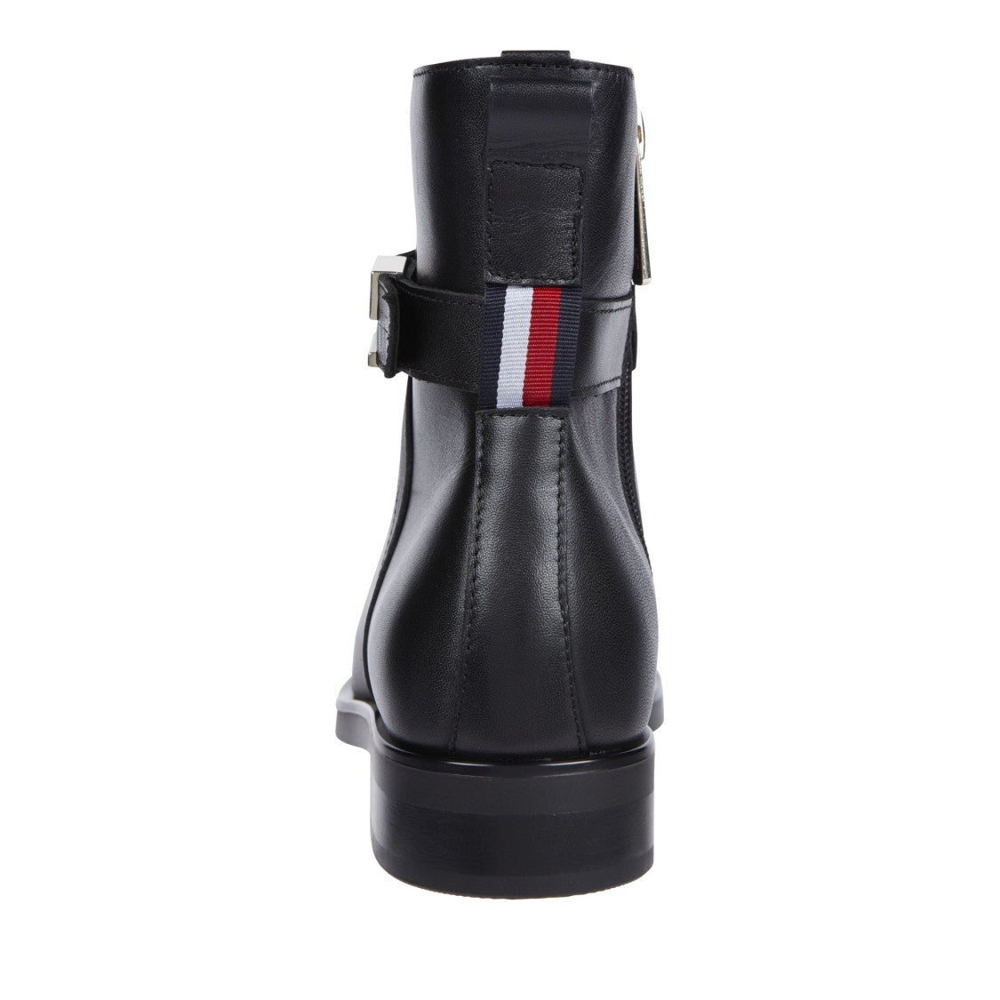 Tommy Hilfiger Black Leather Decorative Belt Boots