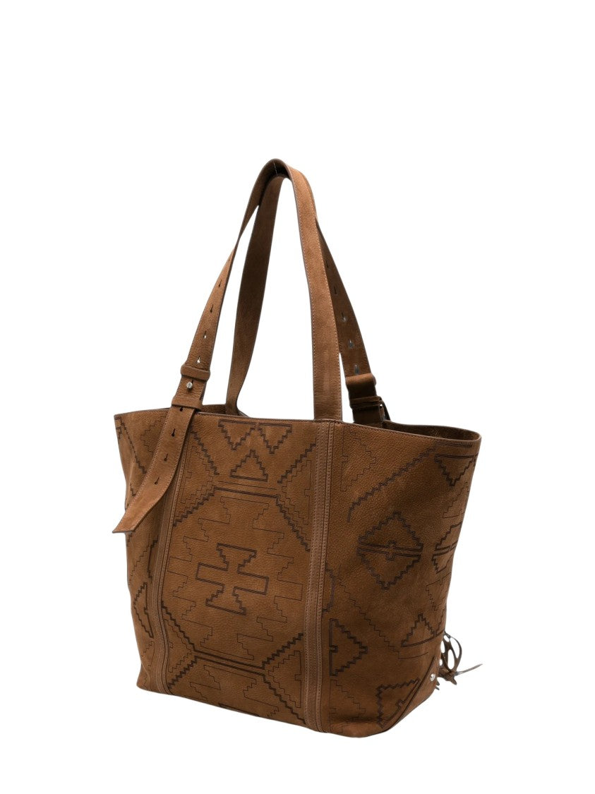 Golden Goose Geometric-Pattern Suede Tote Bag With Tassel Detail
