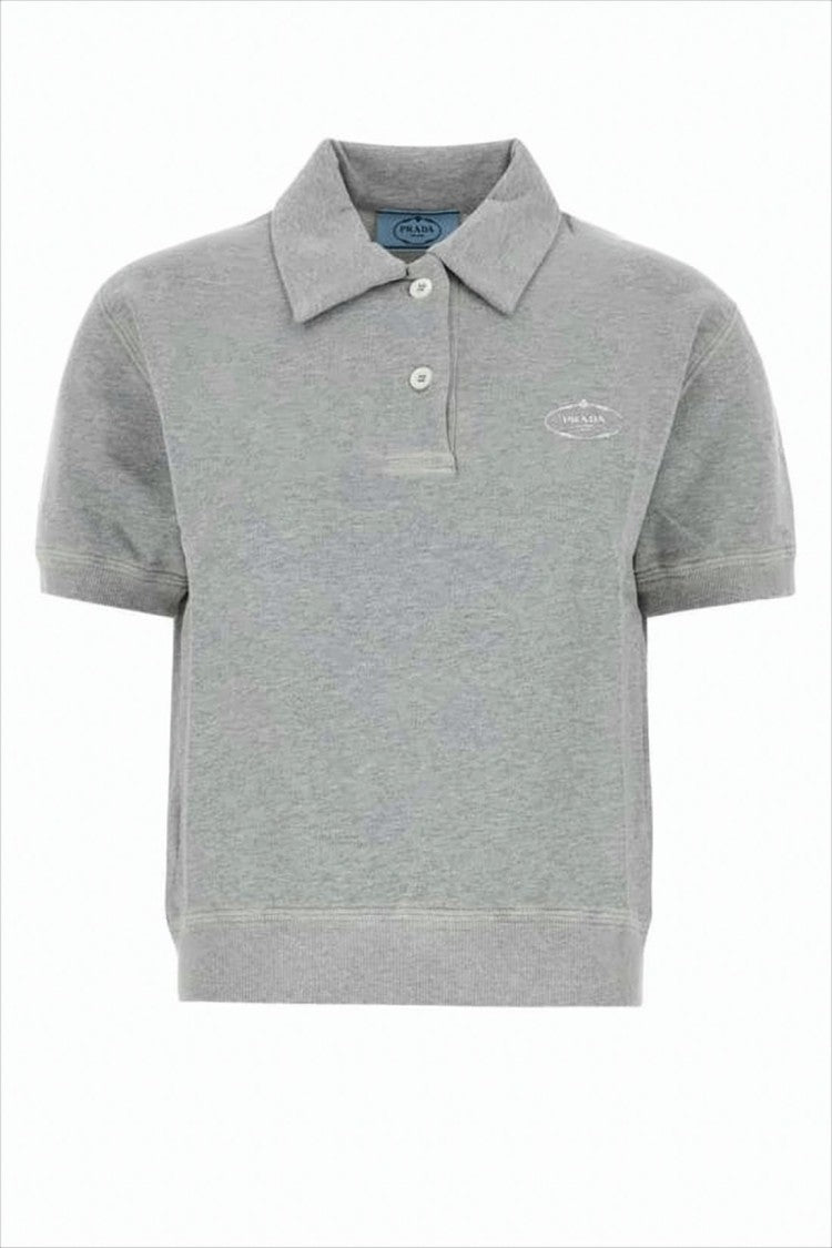 Prada Cropped Long-Sleeve Polo Shirt With Classic Collar