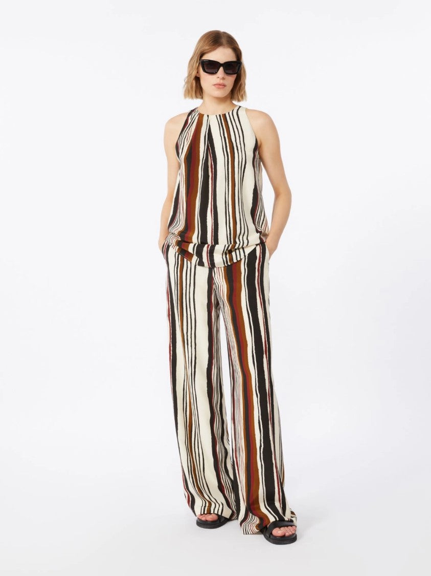 Max Mara Relaxed Fit Sleeveless Top With Abstract Stripe Design