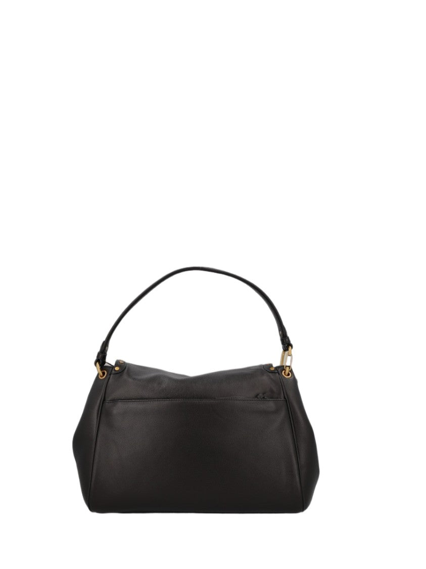 Isabel Marant Black Smooth Lambskin Gold-Accent Shoulder Bag