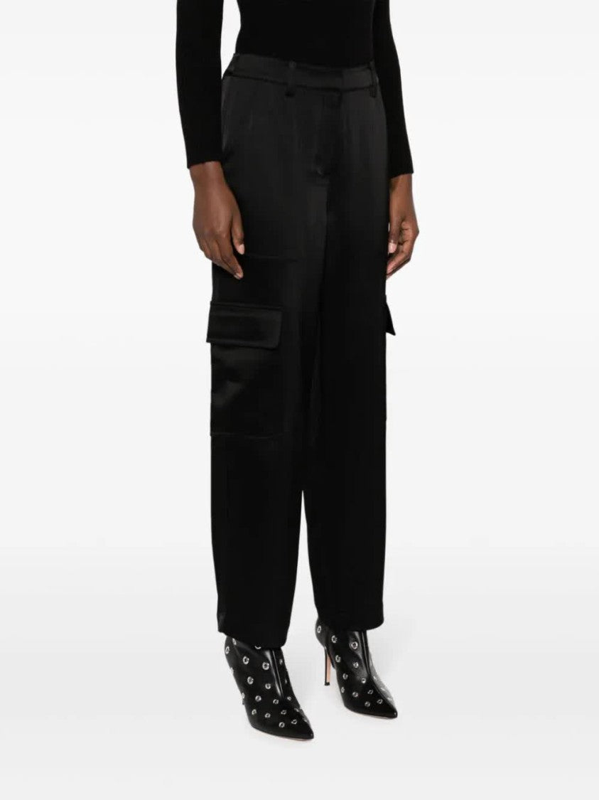 Michael Kors Black Satin Cargo Pants