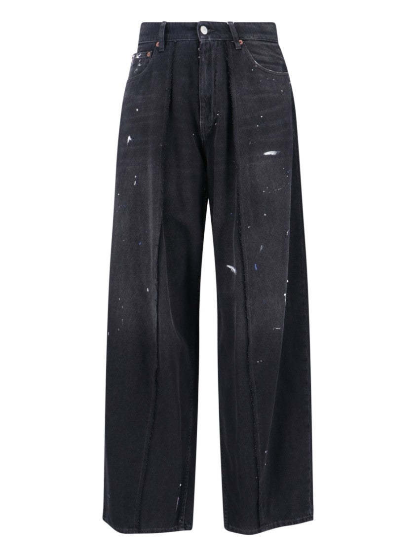 Mm6 By Maison Margiela Baggy Jeans In Black Cotton Denim