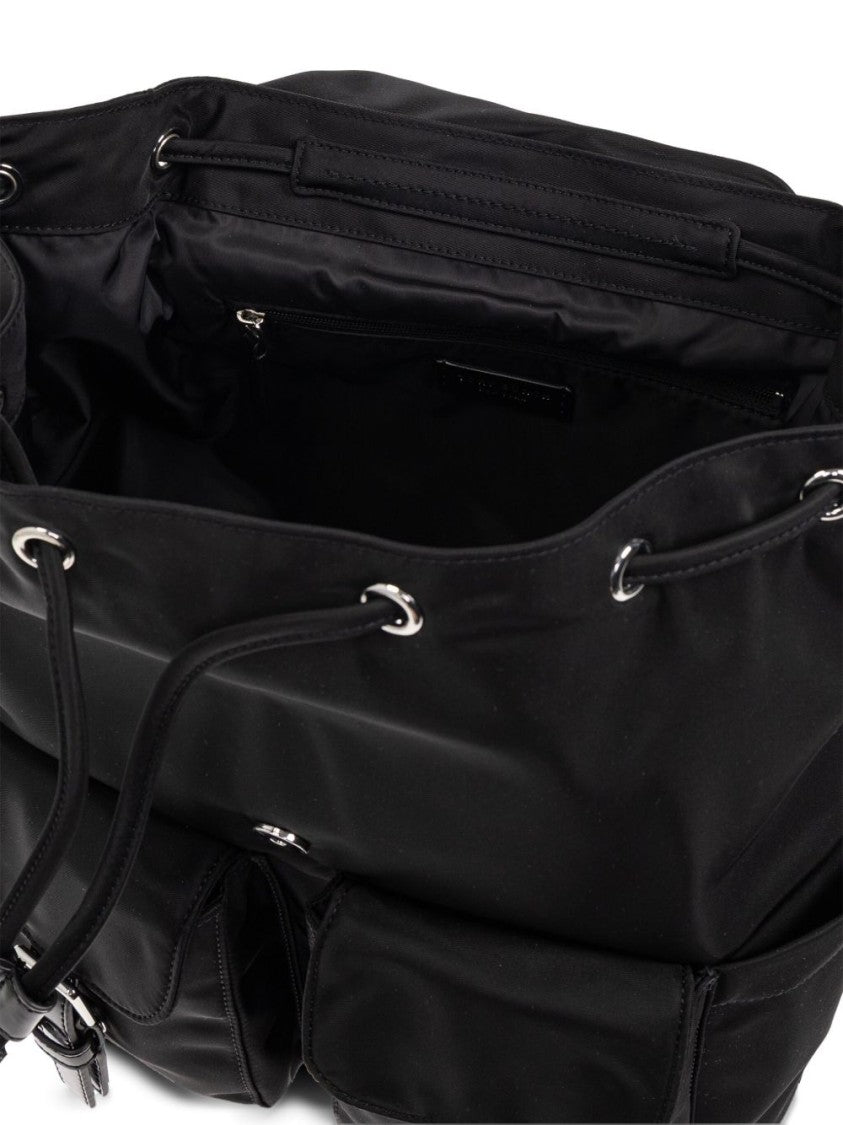 Tory Burch Foldable Black Backpack With Drawstring Closure