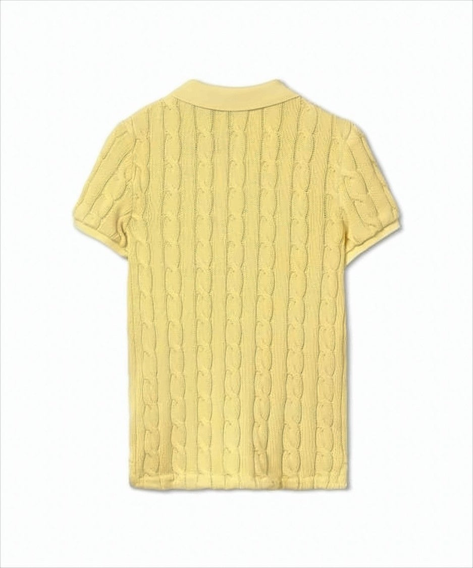 Polo Ralph Lauren Cable-Knit Short-Sleeved Top With Classic Polo Collar