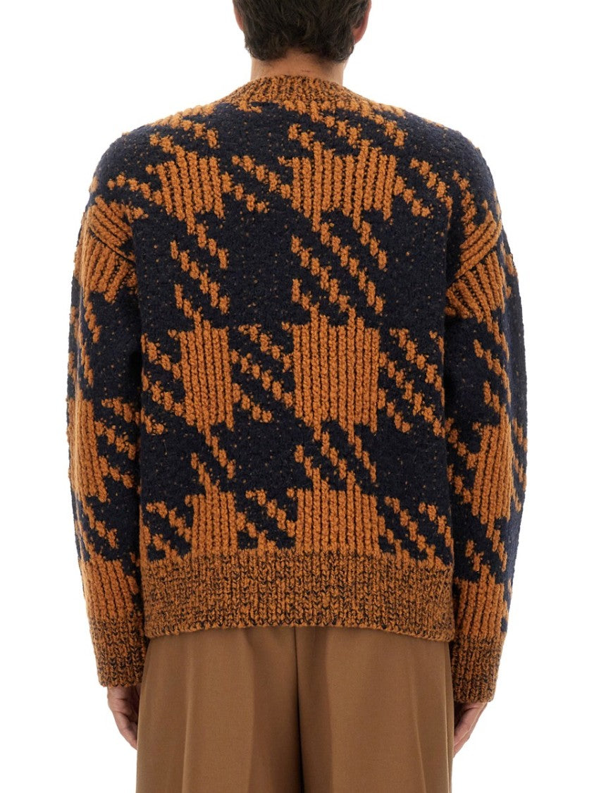 Dries Van Noten Oversized Check Knit Wool-Blend Sweater
