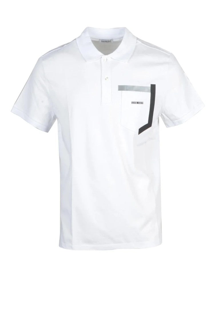 Bikkembergs White Geometric Cotton Polo Shirt