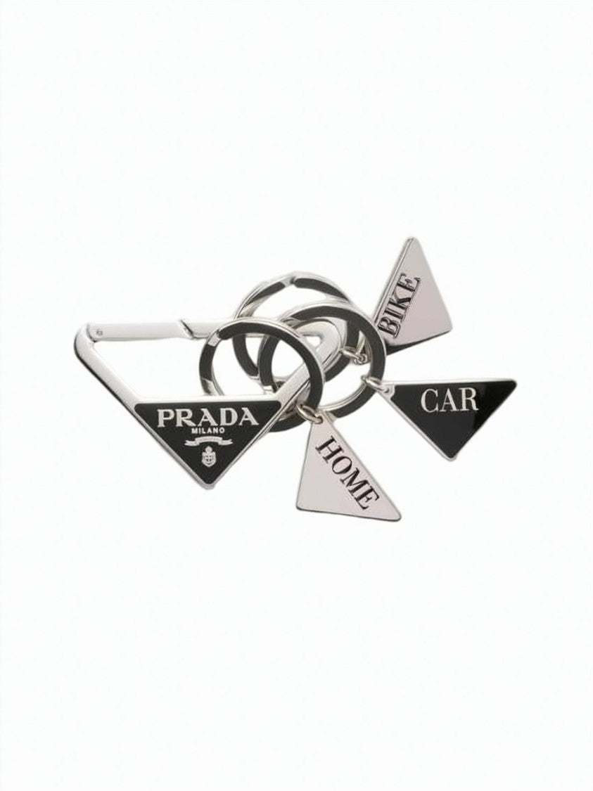 Prada Black Recycled Polyester Keyring