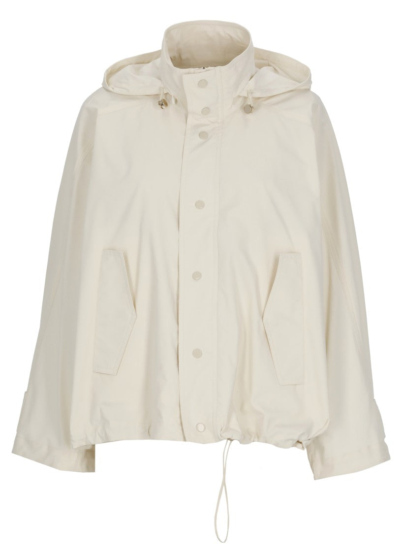 Fabiana Filippi Ivory Drawstring Hooded Cotton Jacket