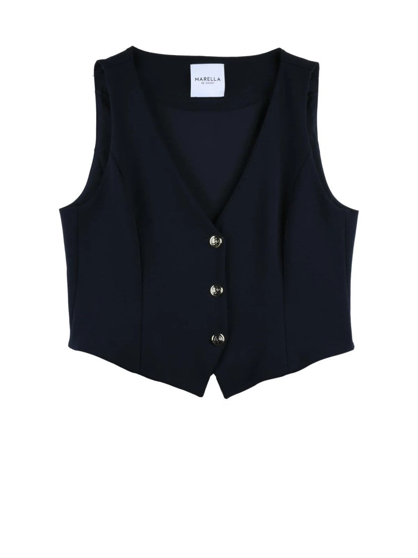 Marella Be Smart Navy Blue Viscose Stretch Vest