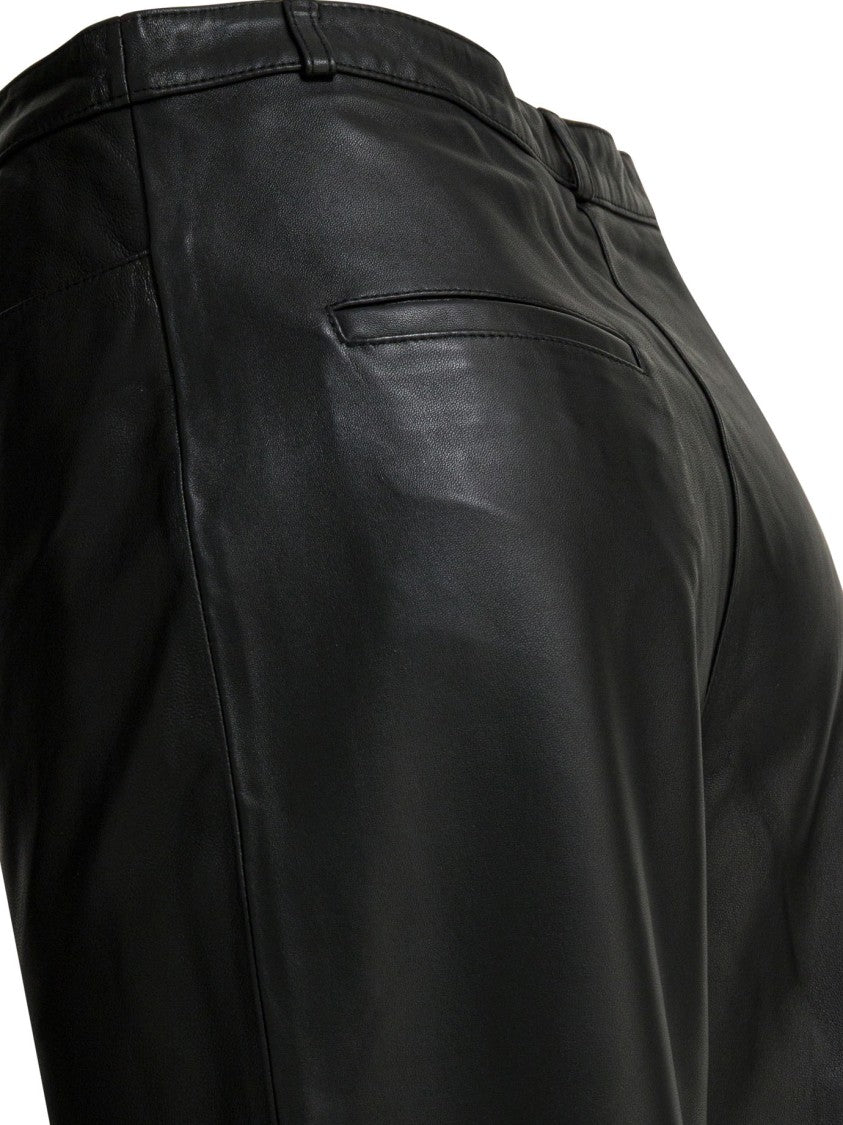Loulou De Saison Tailored Black Lambskin Trousers With