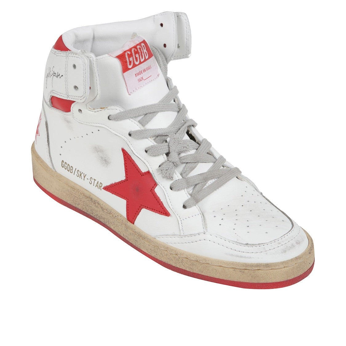 Golden Goose White High-Top Sneakers With Red Details