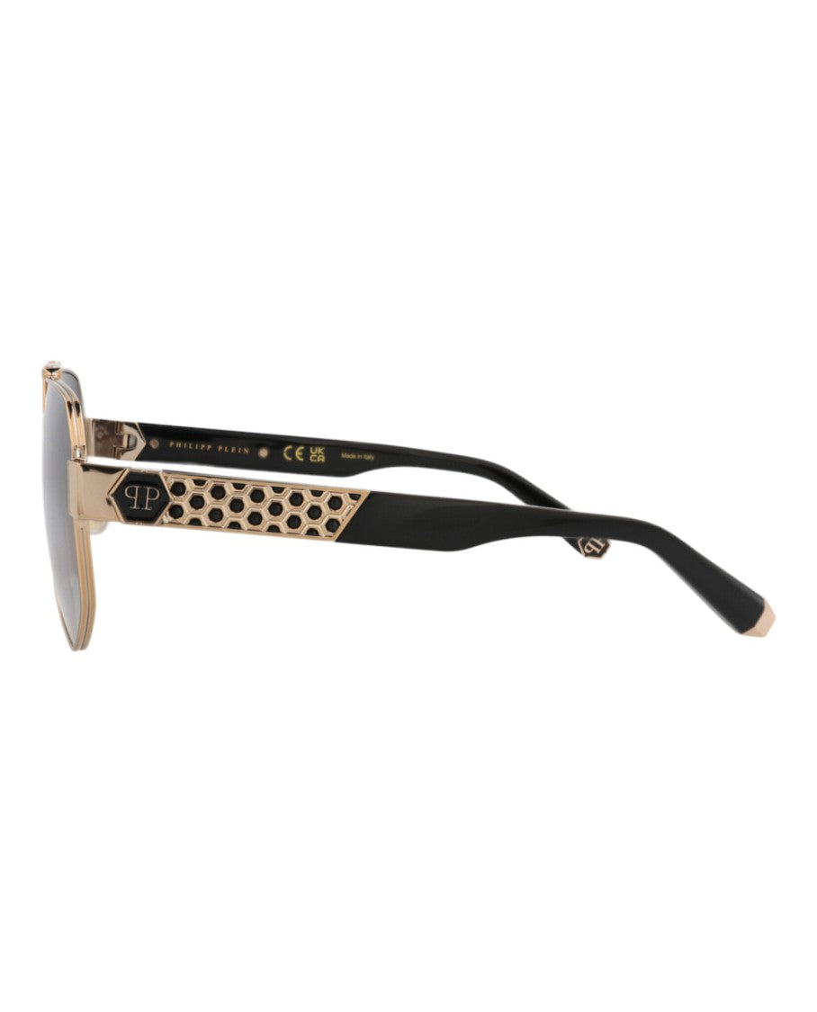 Philipp Plein Geometric Aviator-Frame Sunglasses With Gold-Tone Accents