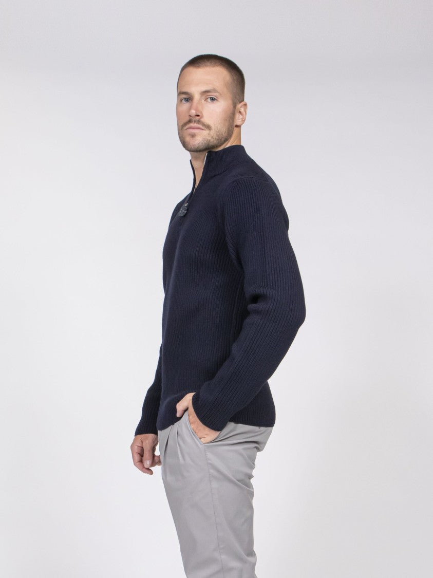 Dolce & Gabbana Maglia Lupetto Half-Zip Ribbed Knit Pullover