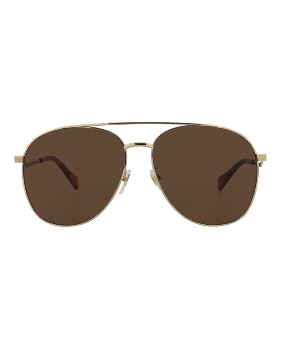 Gucci Aviator-Frame Metal Sunglasses