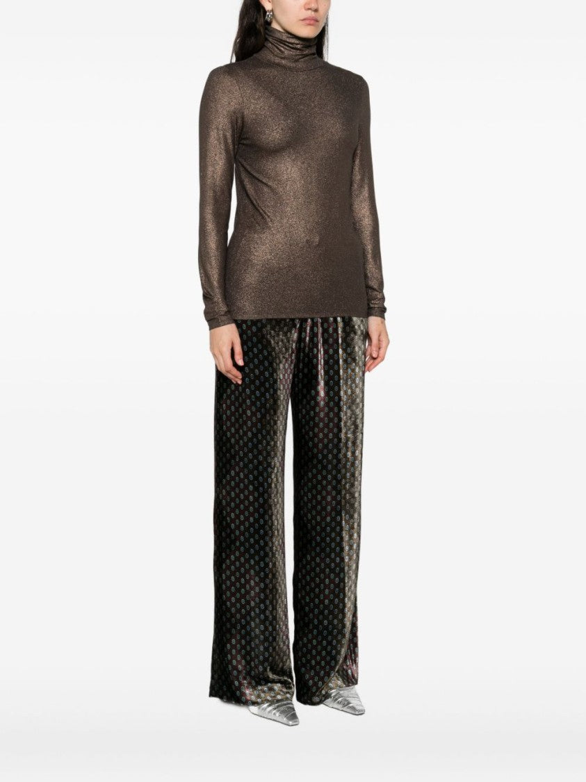 Majestic Filatures Fitted Brown Turtleneck Sweater With Subtle Shimmer