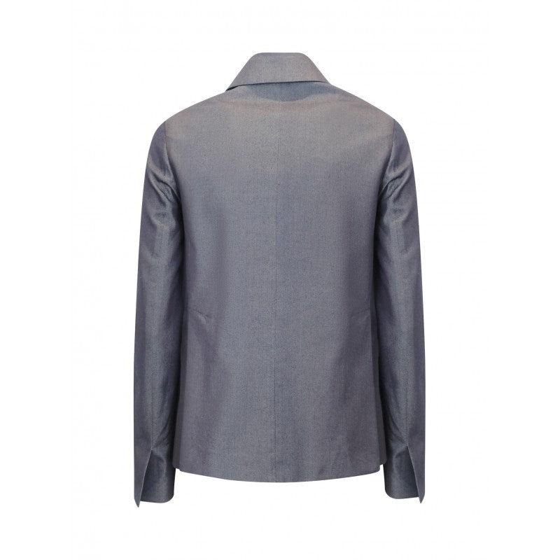 The One Navy Cotton Double-Breasted Coat