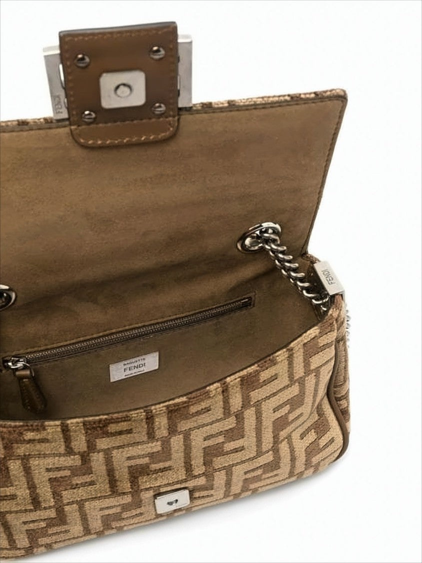 Fendi Rectangular Monogram Tote Bag With Chain Strap