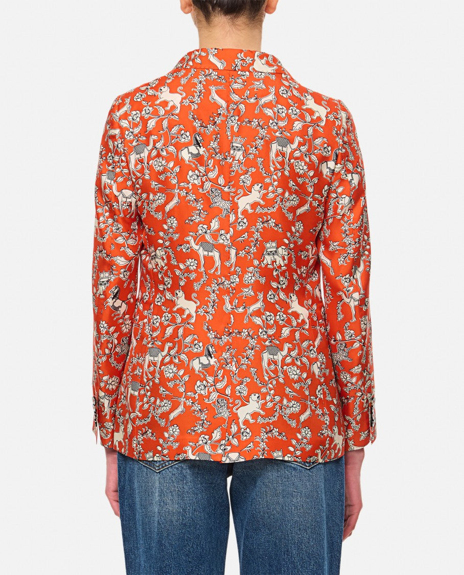 Alberto Biani Orange Patterned Double-Breasted Jacket