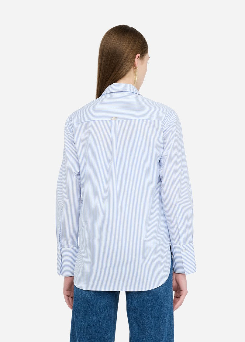Liu Jo Vertical Striped Cotton Poplin Shirt