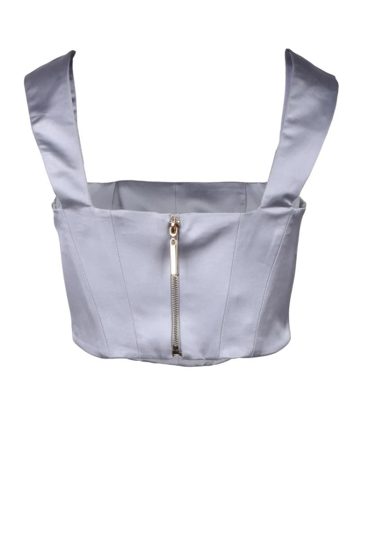 Alma Sanchez Grey Square-Neck Polyester-Blend Tank Top