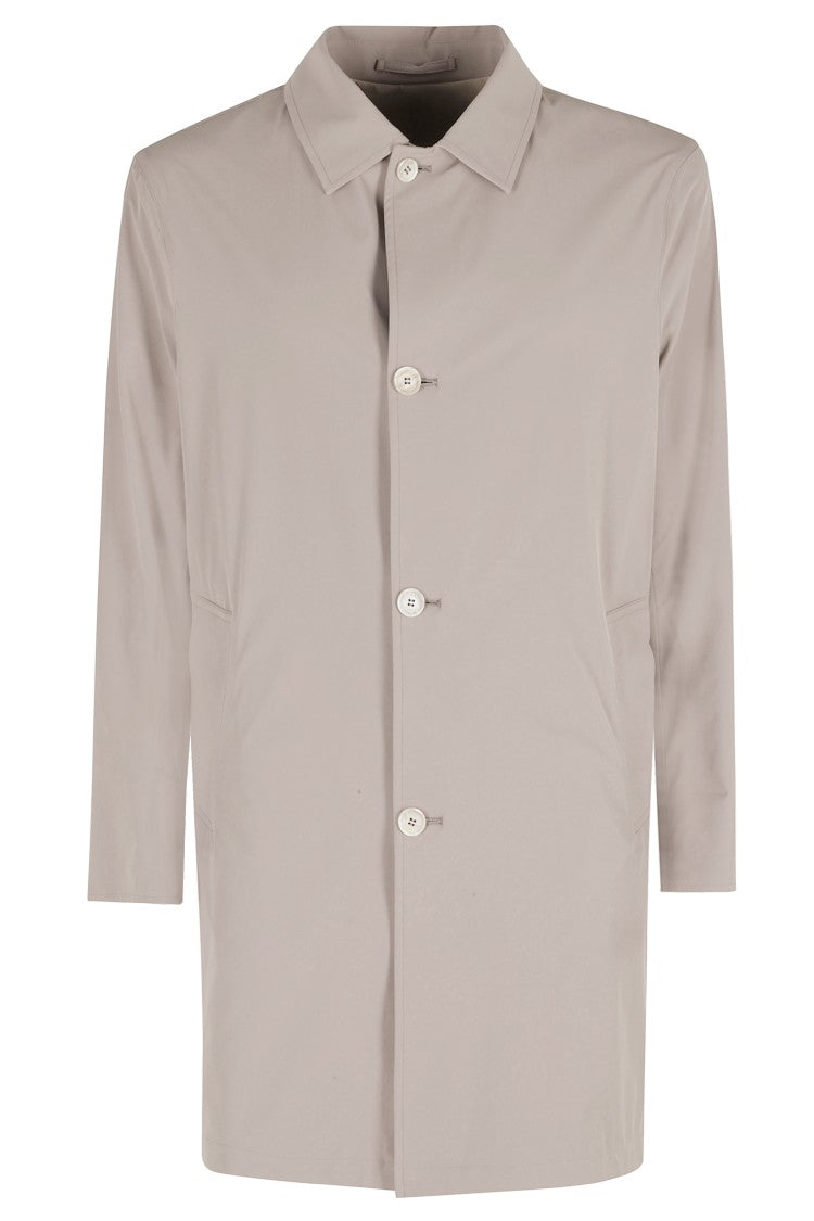 Kired Taupe Reversible Buttoned Polyamide Coat