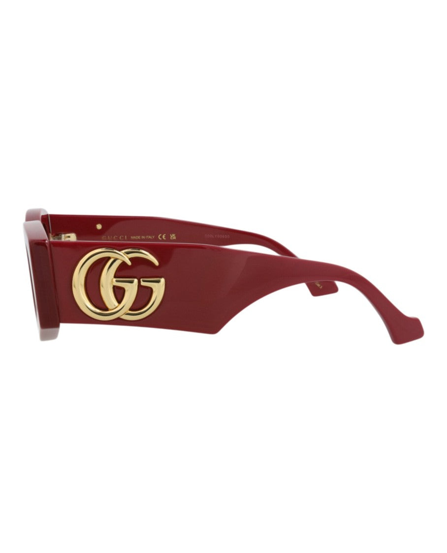 Gucci Square-Frame Sunglasses In Recycled Acetate With Gold Accents