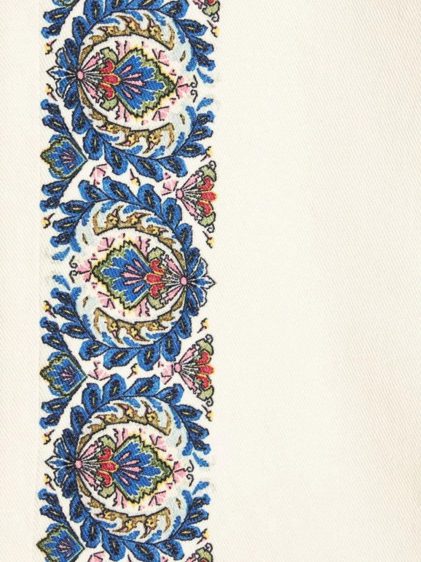 Etro Embroidered White Straight Jeans With Tailored Fit