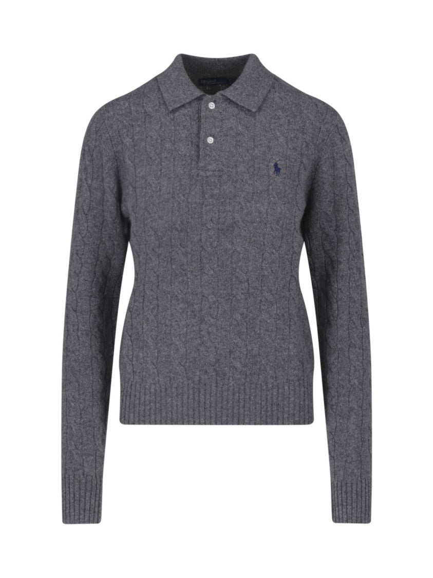 Polo Ralph Lauren Grey Wool-Cashmere Polo Shirt
