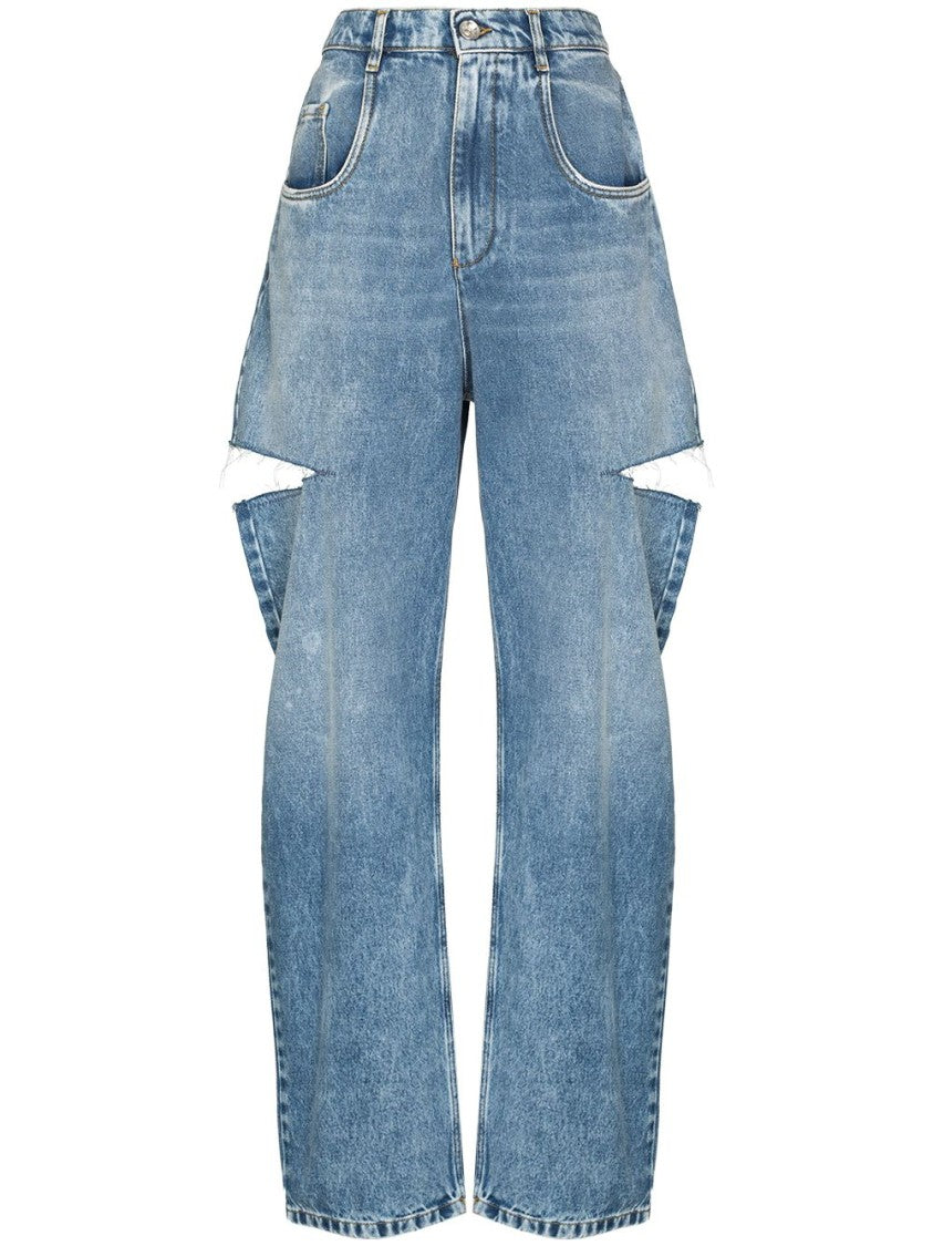 Maison Margiela Black Wide-Leg Denim Cut-Out Jeans