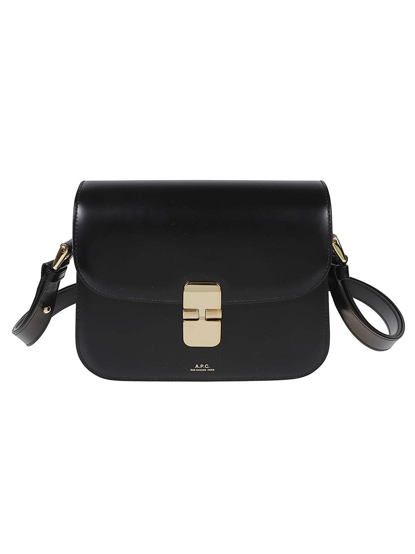 A.P.C. Structured Small Cowhide Leather Bag With Flap Closure