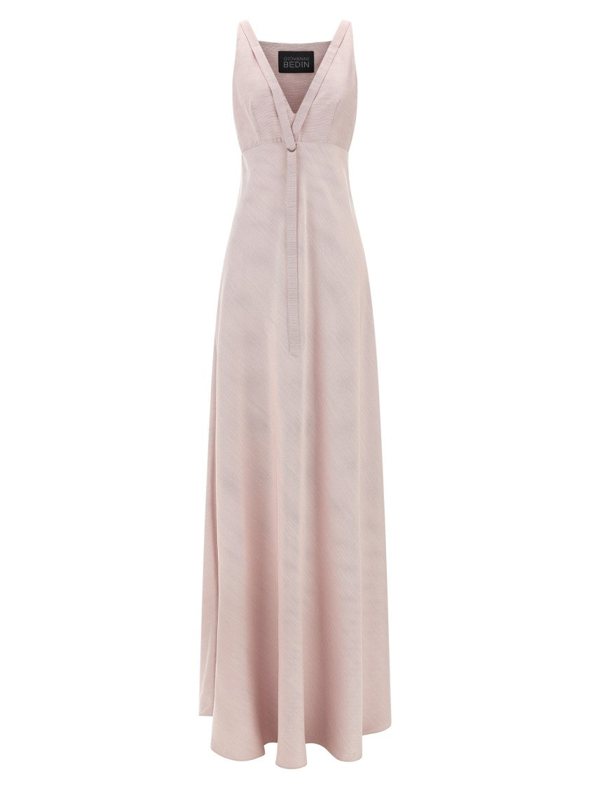 Giovanni Bedin Long Silk Dress With Striped Print